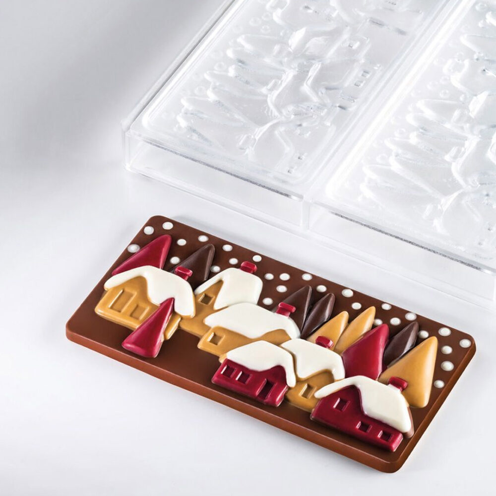 Chocolate bar molds xmas village chocolat chocolat inc 