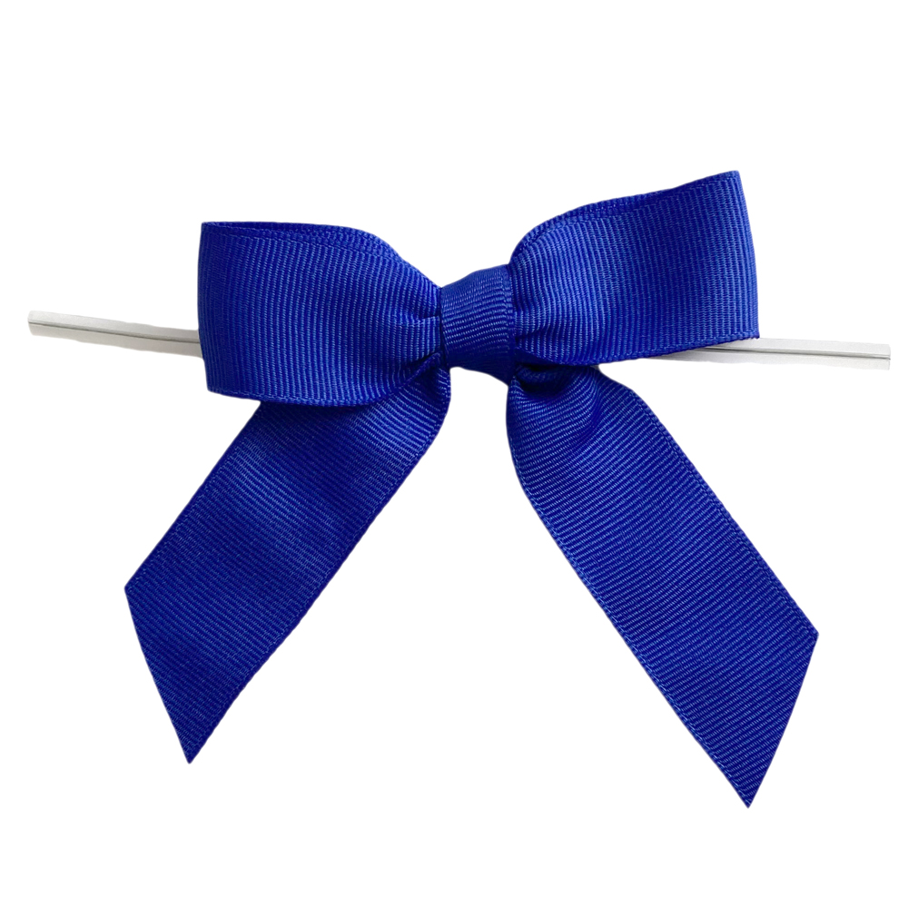 ROYAL BLUE BOWS ON TWIST TIE, GROSGRAIN | Chocolat-Chocolat Inc.