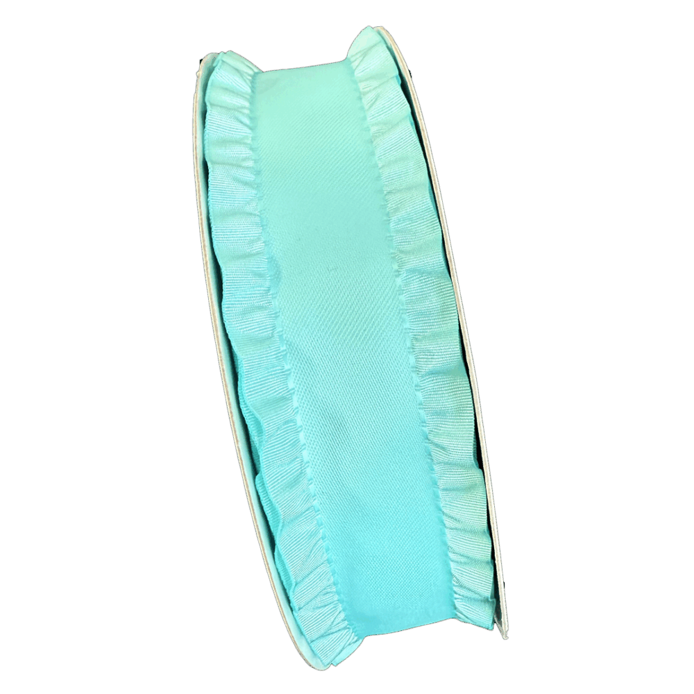 Aqua Ruffled Ribbon (1.6in) | Chocolat-Chocolat Inc.
