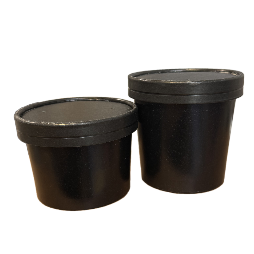 Black Paper Containers with Ventilated Lids